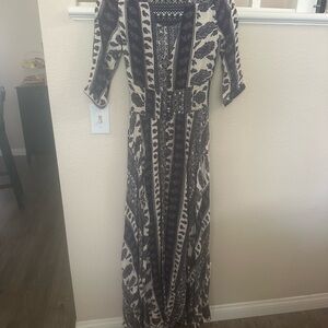 Navy and Creme Boho Maxi Dress